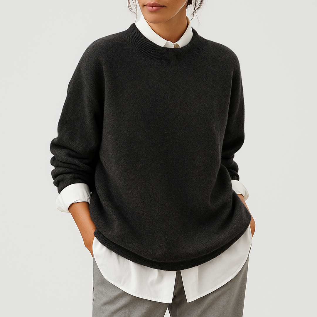 Damski Zimowy Dzianinowy Sweter | Okrągły Dekolt