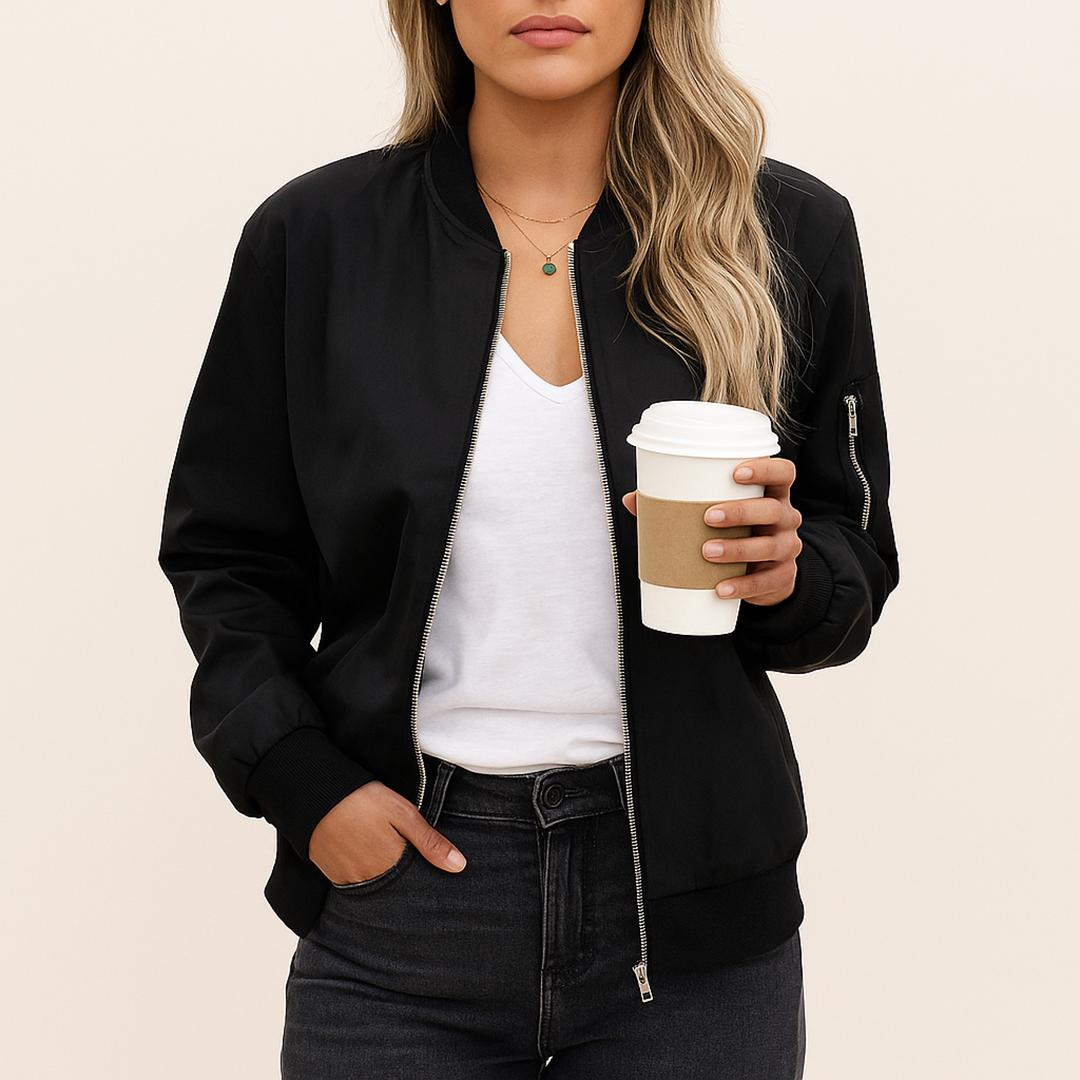 Damska Kurtka Bomber Z Zamkiem | Długi Rękaw