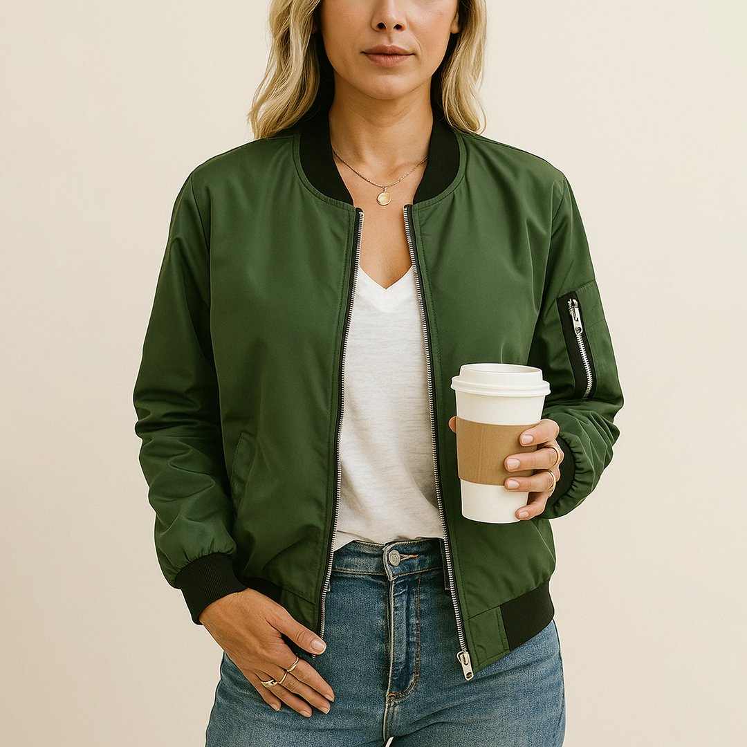 Damska Kurtka Bomber Z Zamkiem | Długi Rękaw