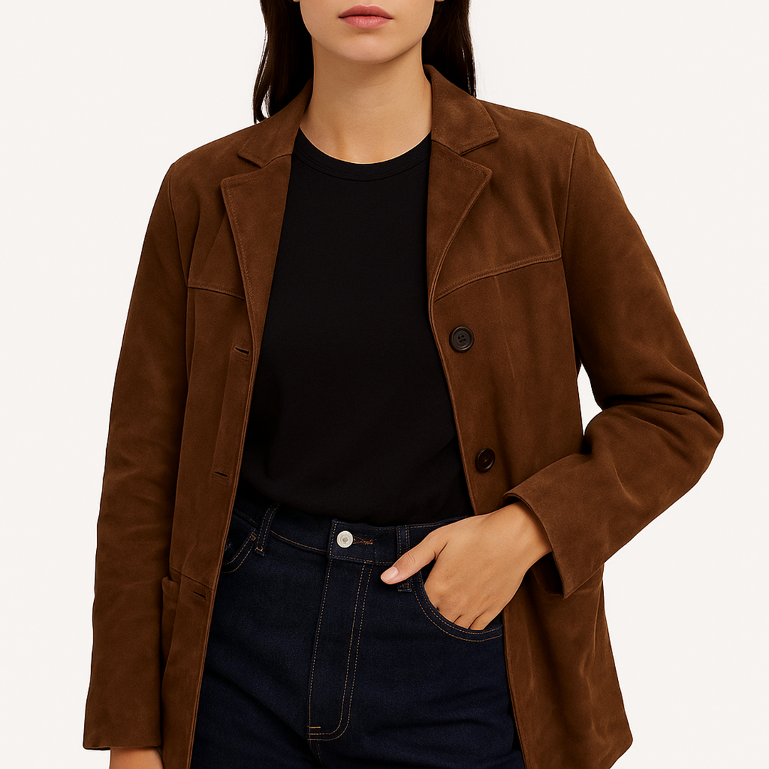 Nowoczesna Damska Kurtka Zamszowa | Zima