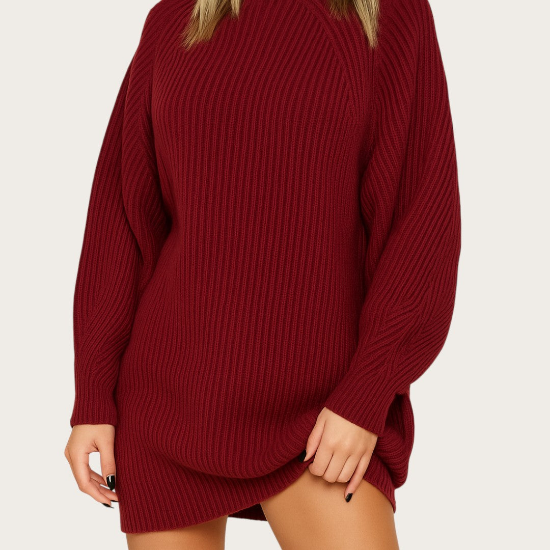 Damska Dzianinowa Sukienka Z Golfem | Zima