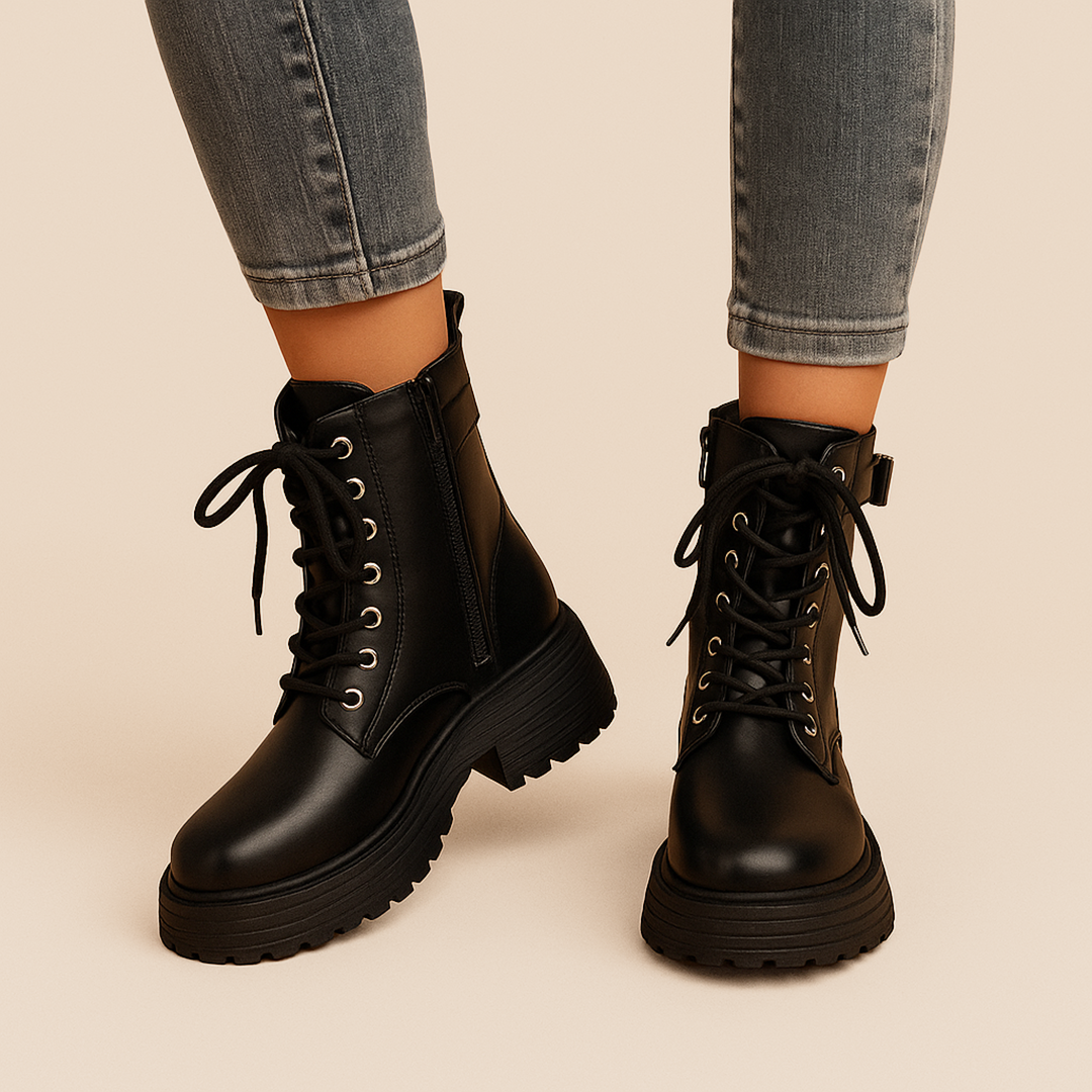 Damskie Skórzane Kozaki | Sznurowane