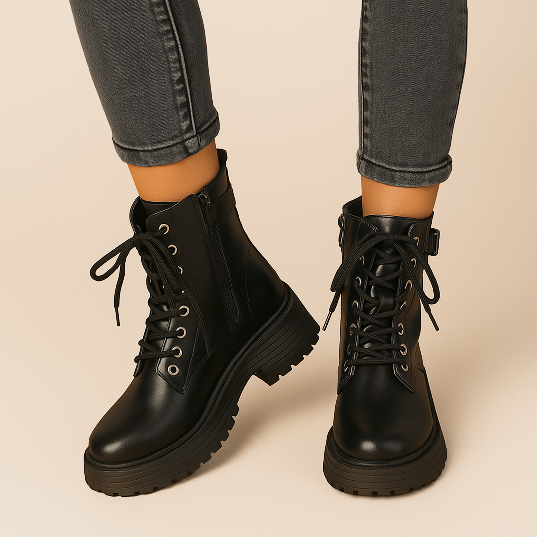 Damskie Skórzane Kozaki | Sznurowane