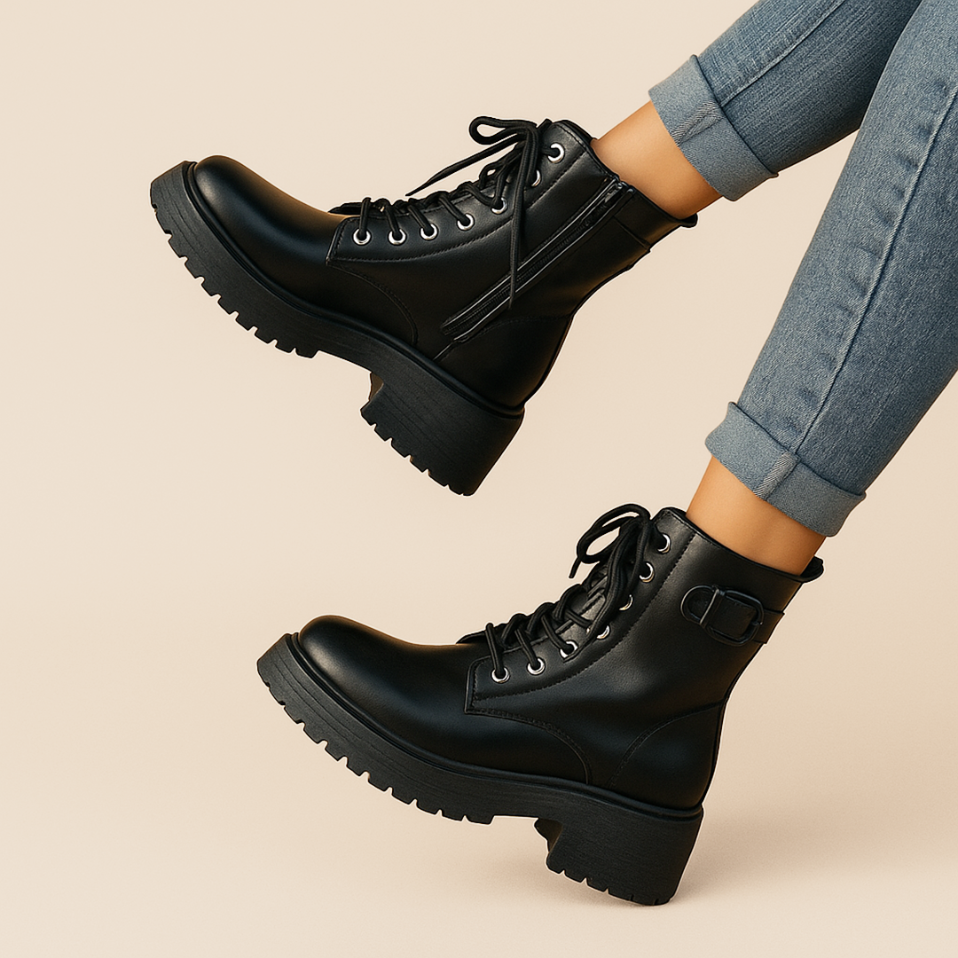 Damskie Skórzane Kozaki | Sznurowane