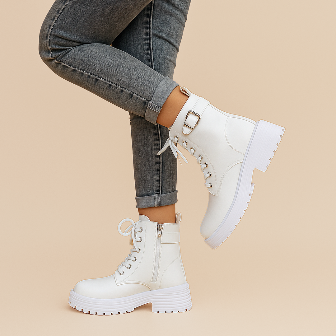 Damskie Skórzane Kozaki | Sznurowane