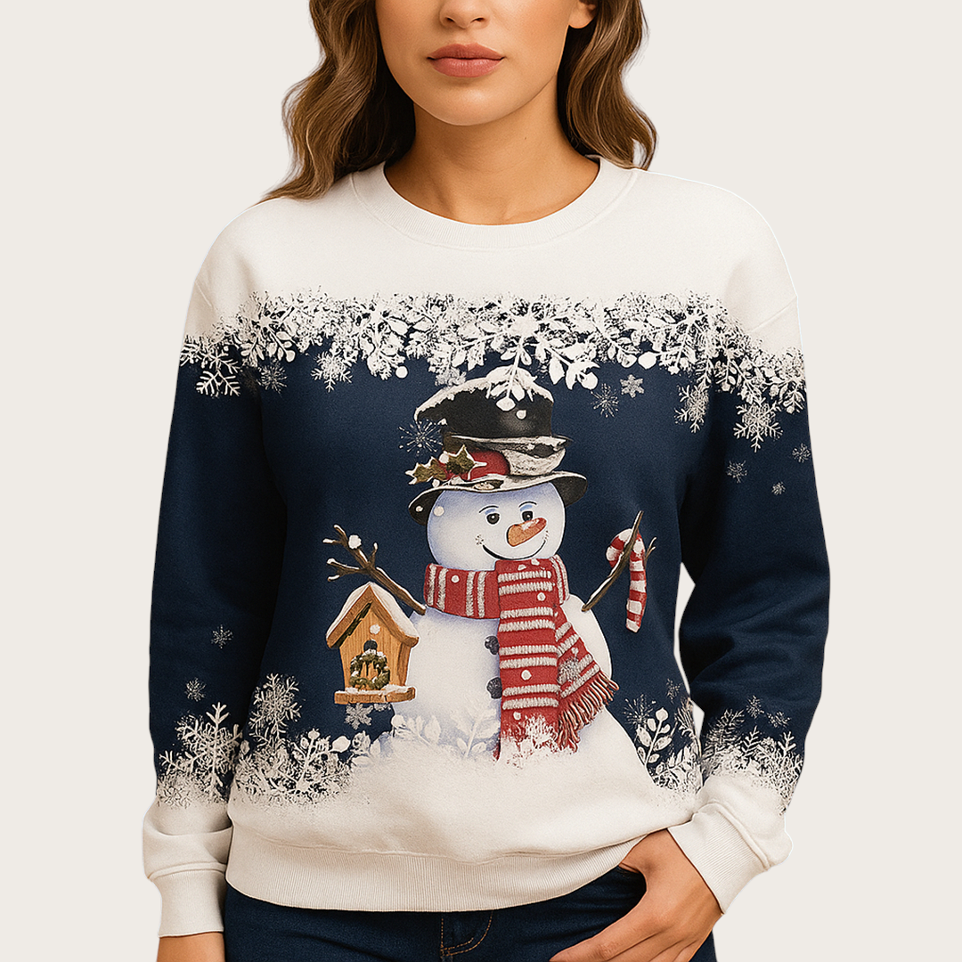 Damski Sweter Świąteczny Z Okrągłym Dekoltem | Zima