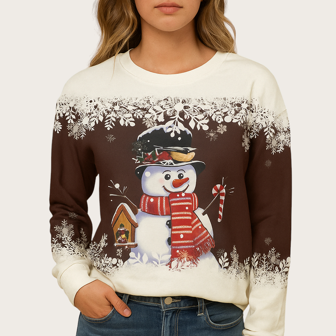 Damski Sweter Świąteczny Z Okrągłym Dekoltem | Zima