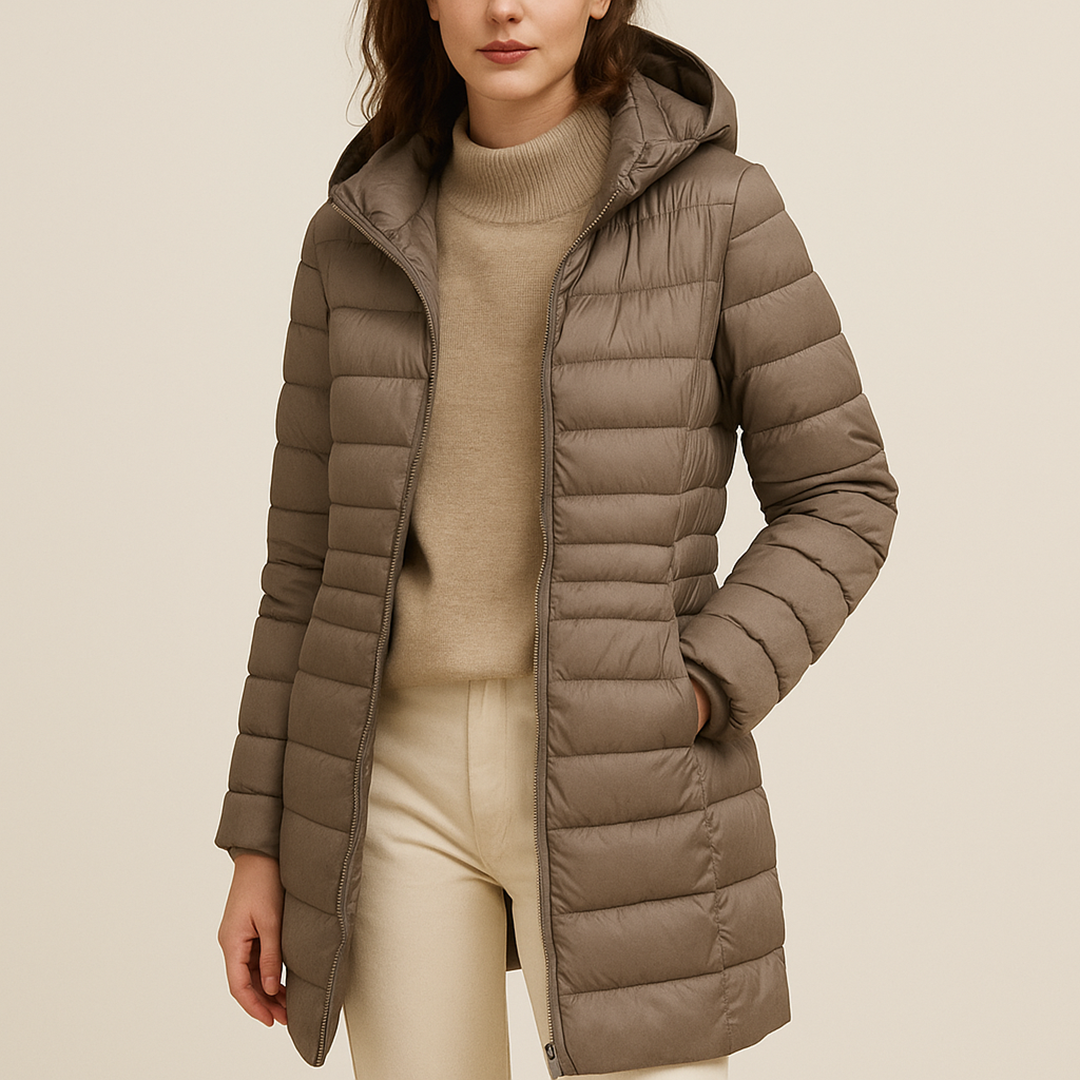Damska Puchowa Kurtka Z Kapturem | Długa