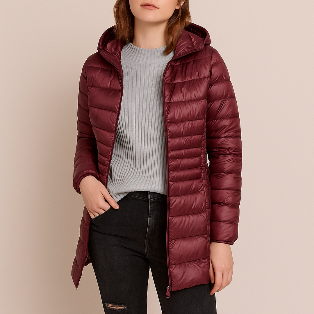 Damska Puchowa Kurtka Z Kapturem | Długa
