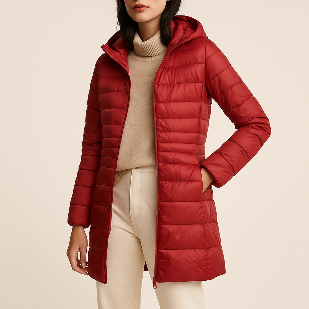 Damska Puchowa Kurtka Z Kapturem | Długa