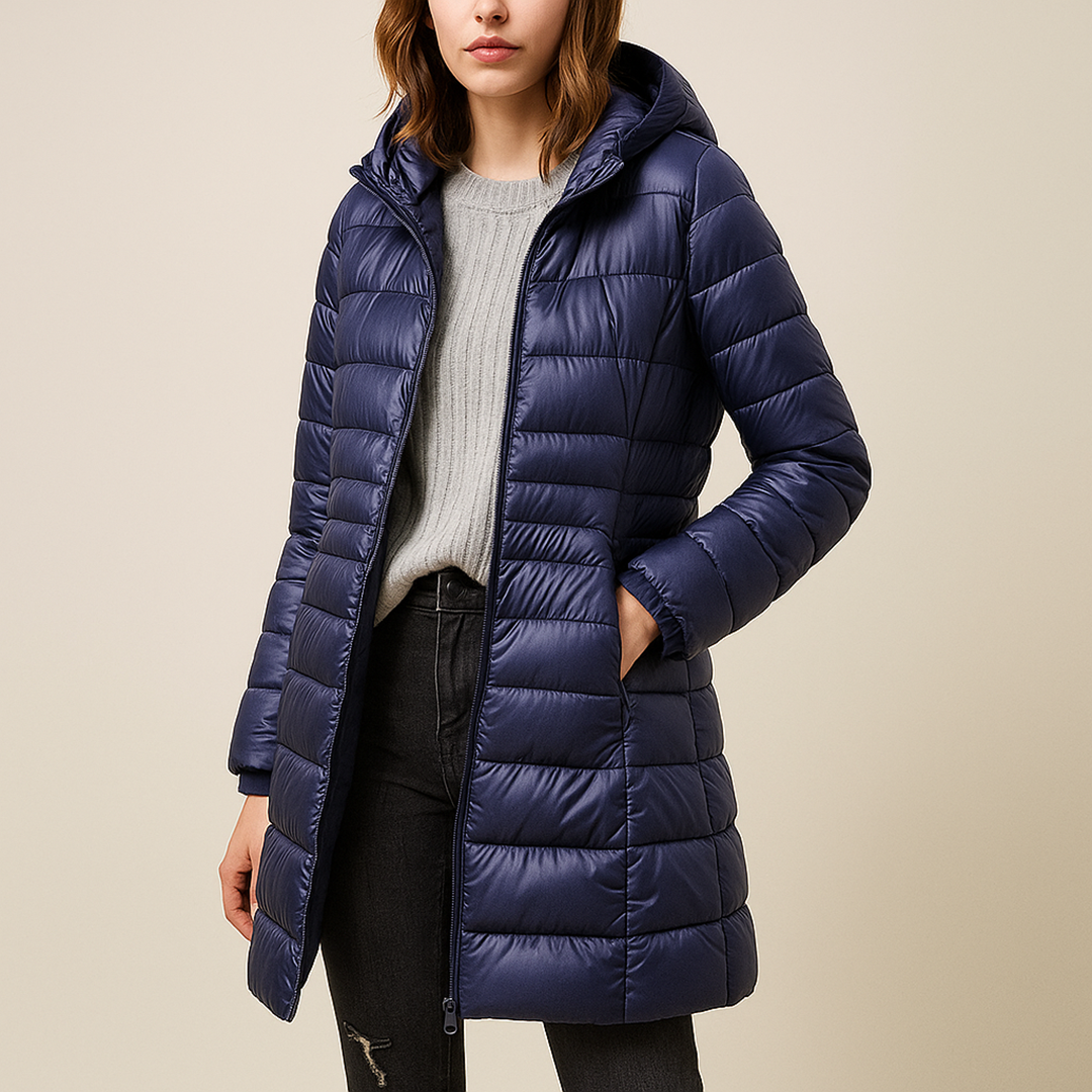 Damska Puchowa Kurtka Z Kapturem | Długa
