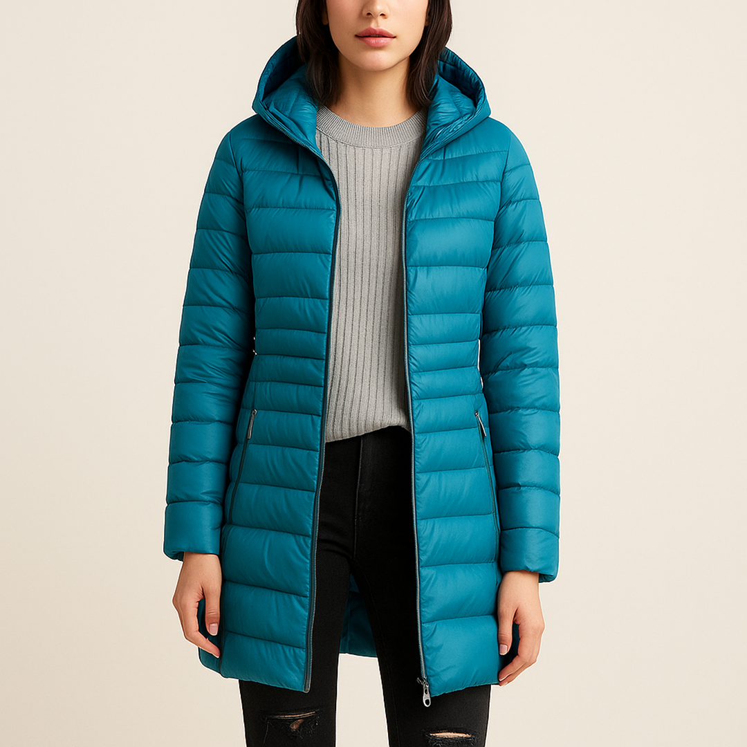 Damska Puchowa Kurtka Z Kapturem | Długa