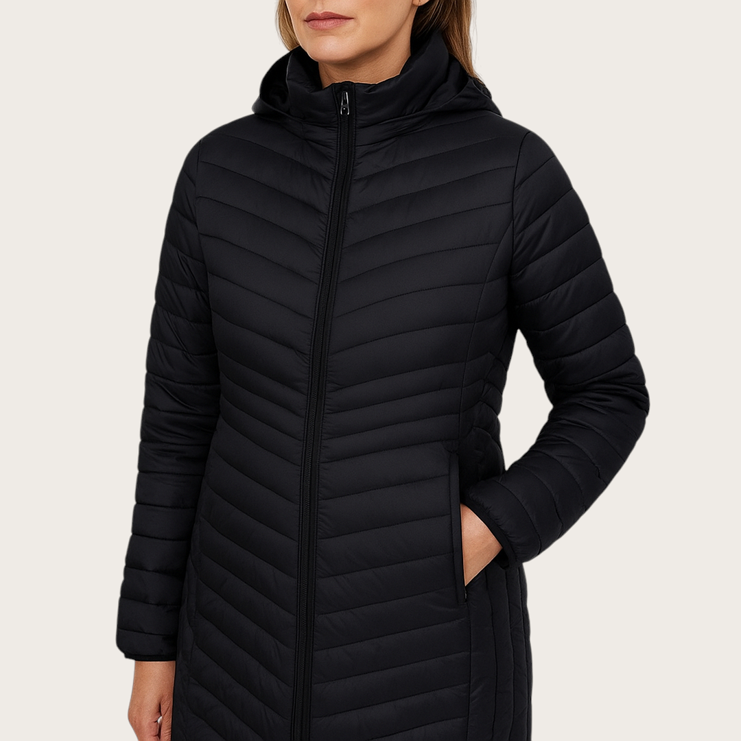 Damska Puchowa Kurtka Z Kapturem | Z Zamkiem