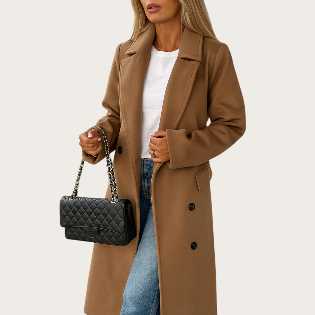 Damska Długa Zimowa Kurtka | Wełniany Płaszcz