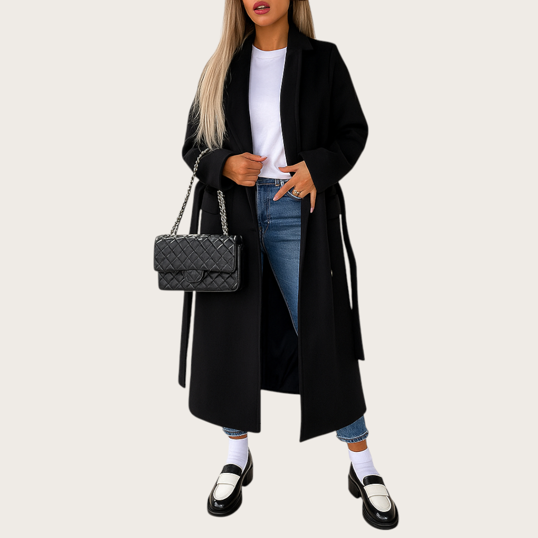 Damska Długa Zimowa Kurtka | Wełniany Płaszcz