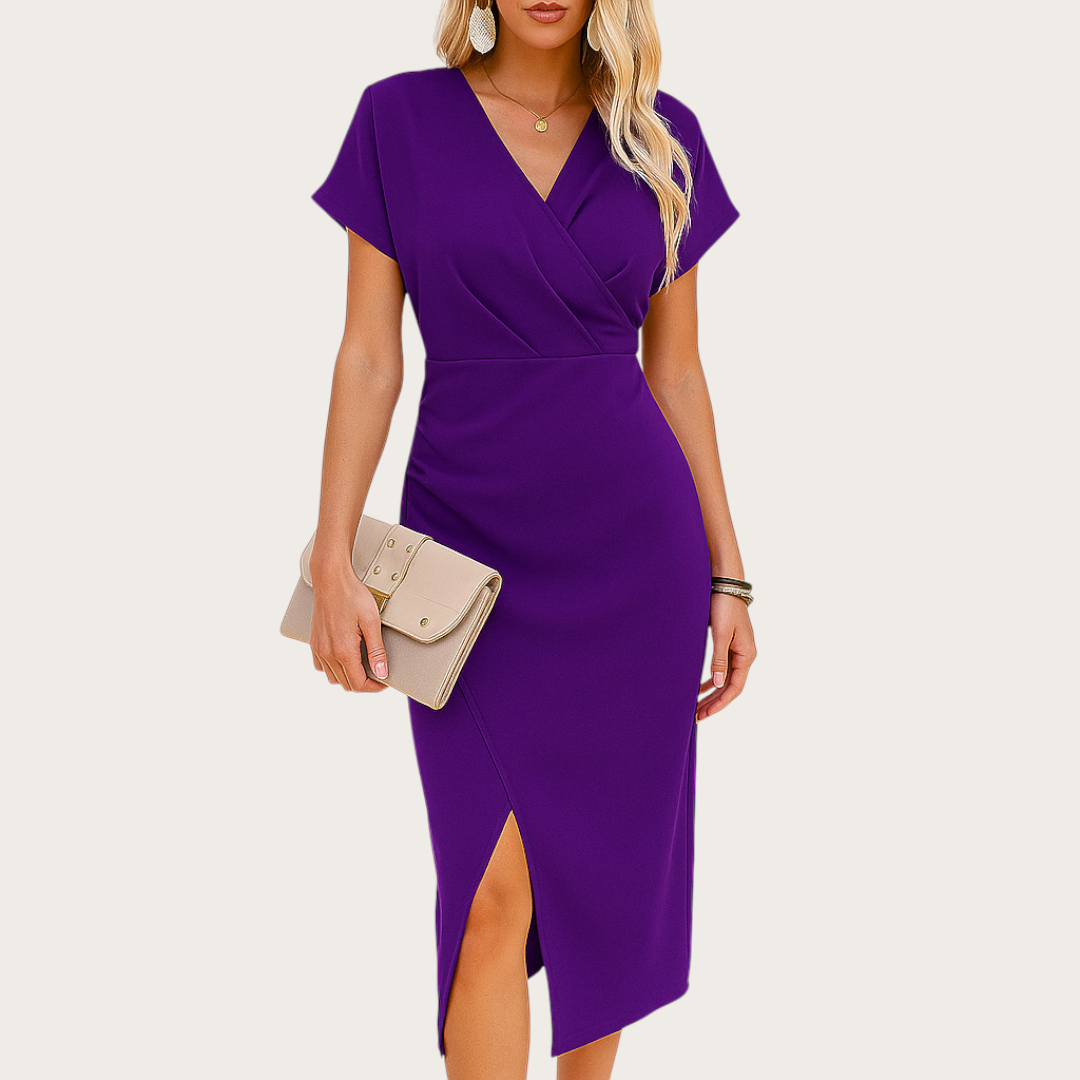 Damska Sukienka Wieczorowa z Krótkim Rękawem | Midi