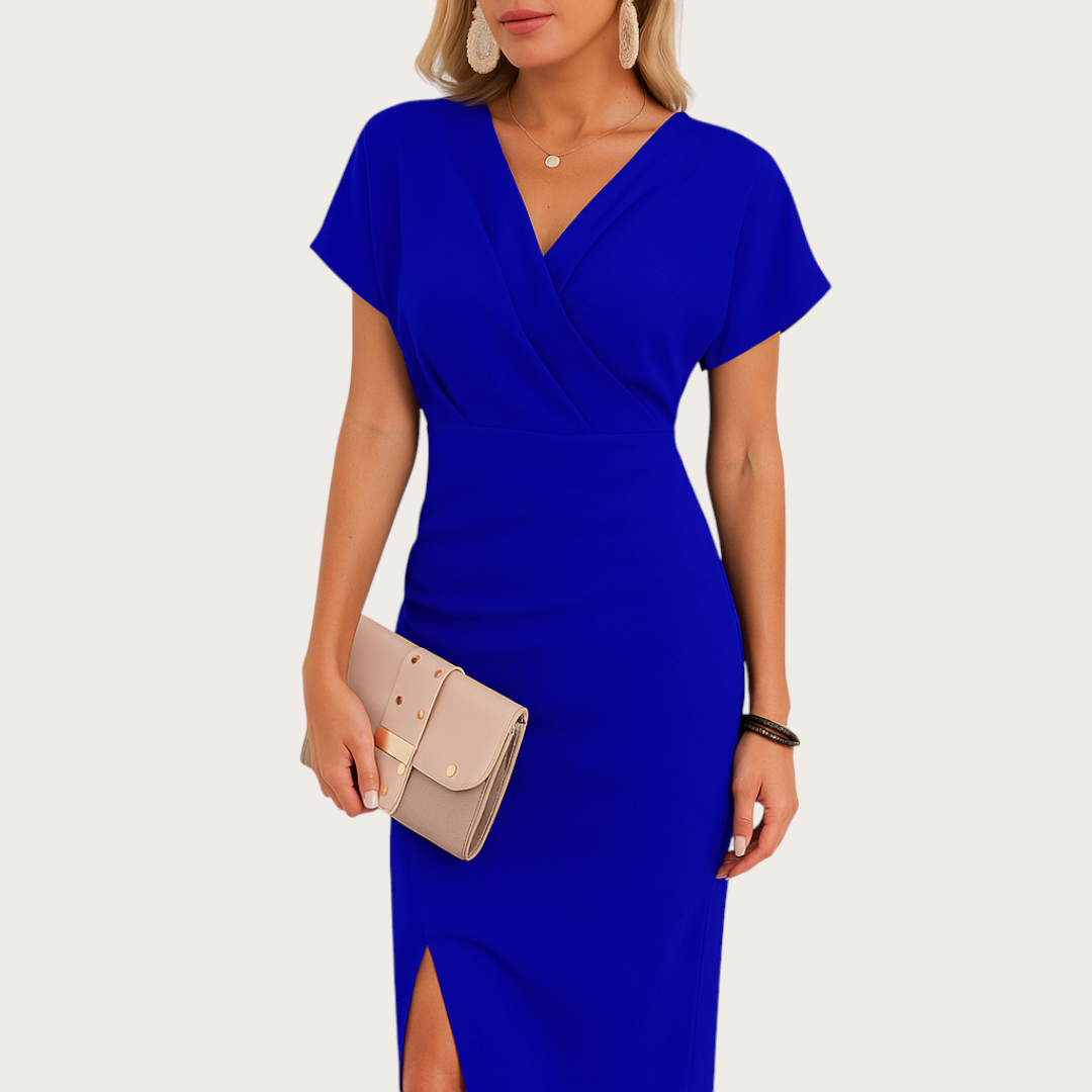 Damska Sukienka Wieczorowa z Krótkim Rękawem | Midi