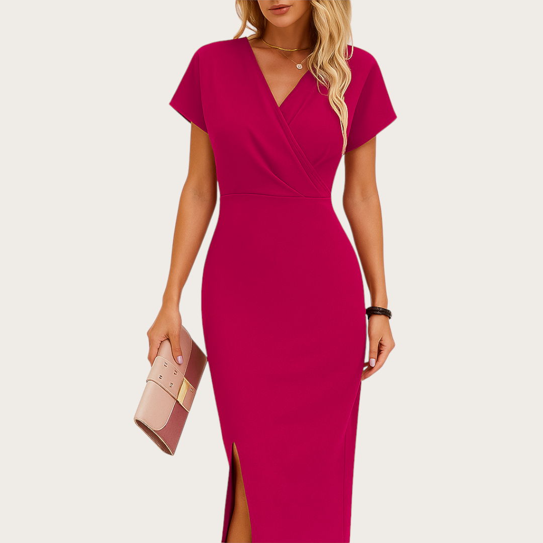 Damska Sukienka Wieczorowa z Krótkim Rękawem | Midi