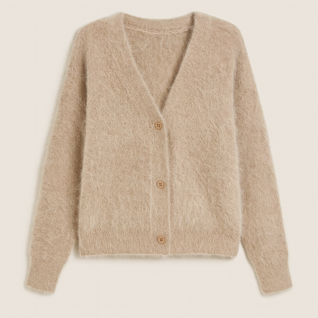 Damski Zimowy Kardigan Z Dekoltem W Serek | Długi Rękaw