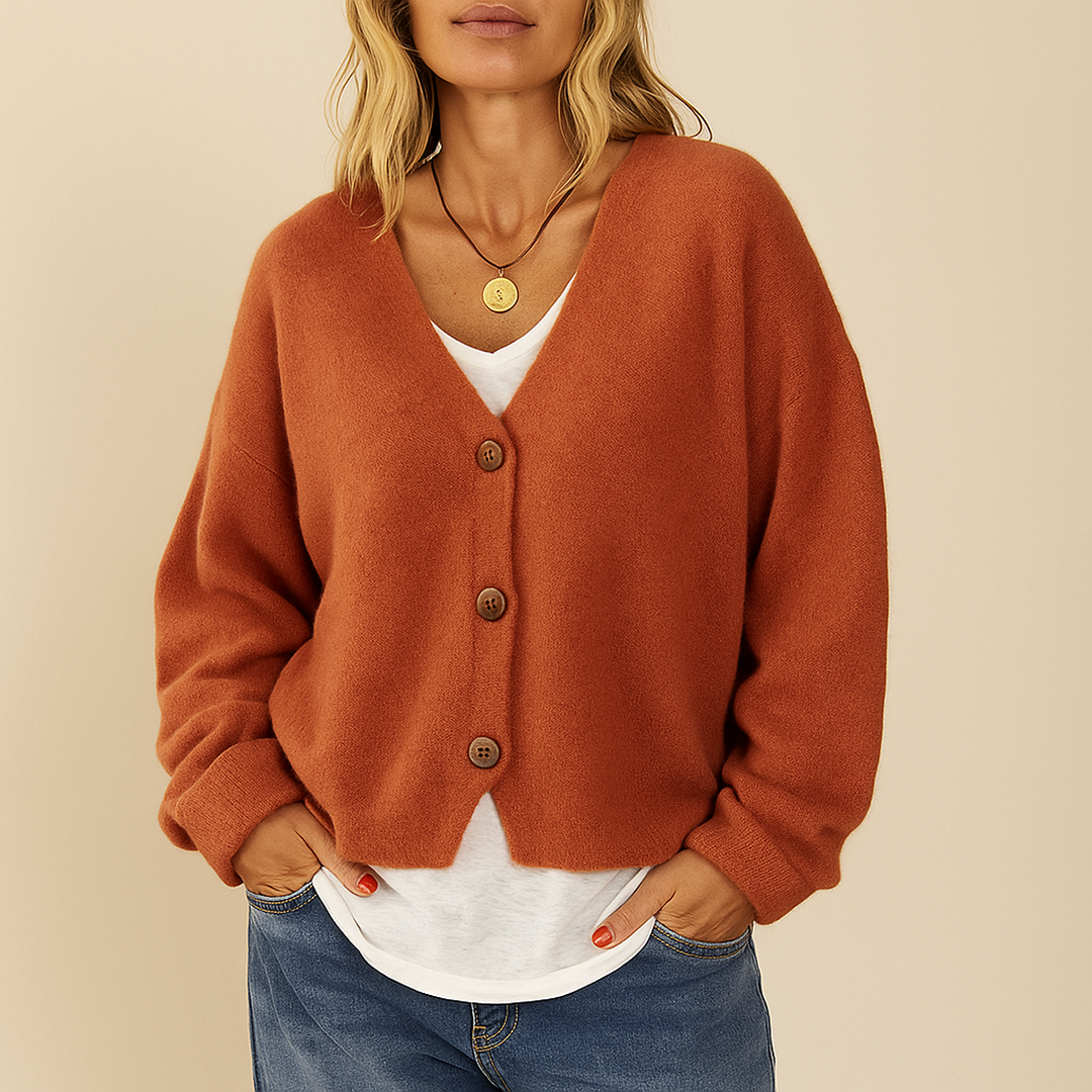 Damski Kardigan Z Długim Rękawem | Dekolt W Serek