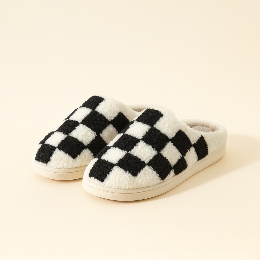 Unisex Kapcie Zimowe | Wzór Kratka