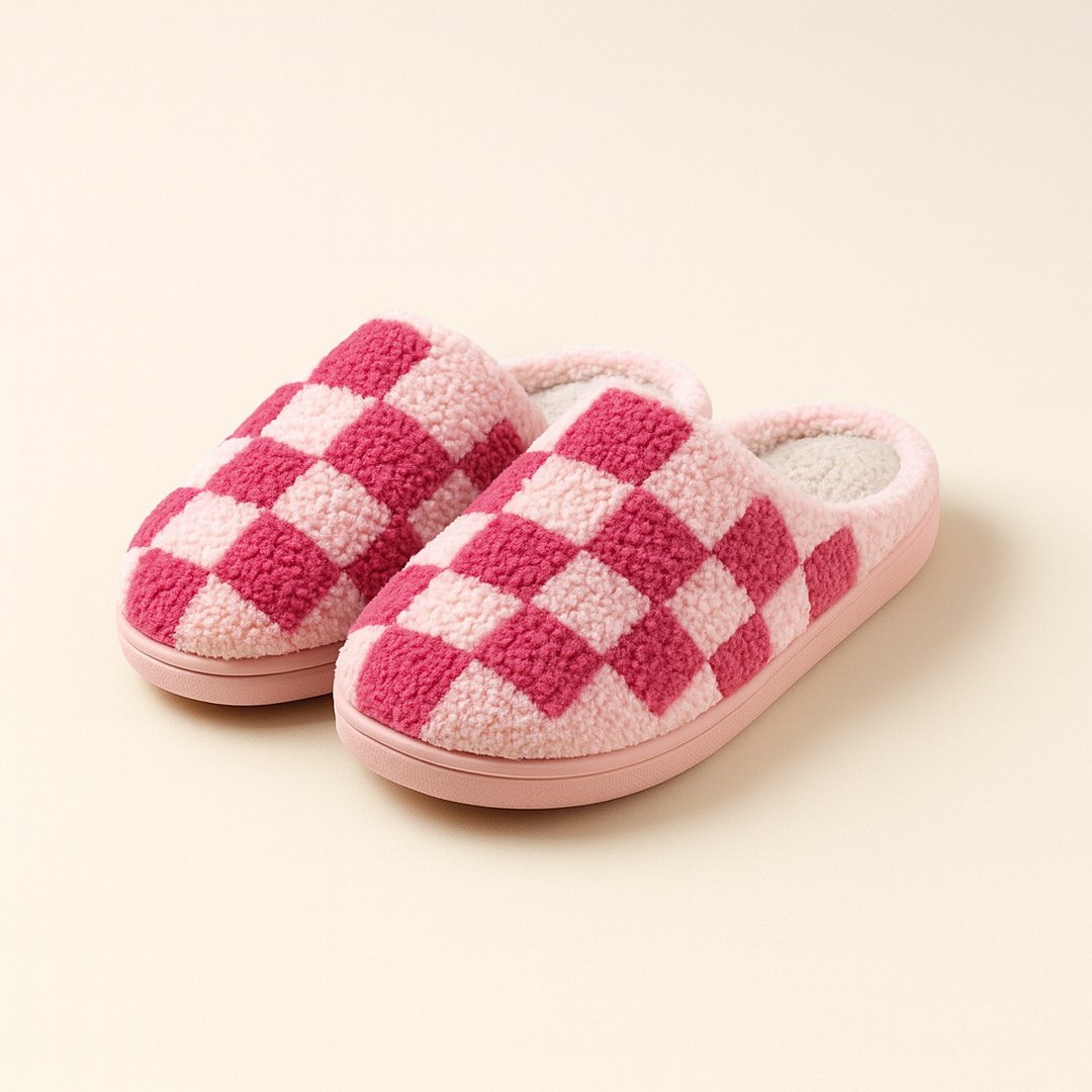 Unisex Kapcie Zimowe | Wzór Kratka