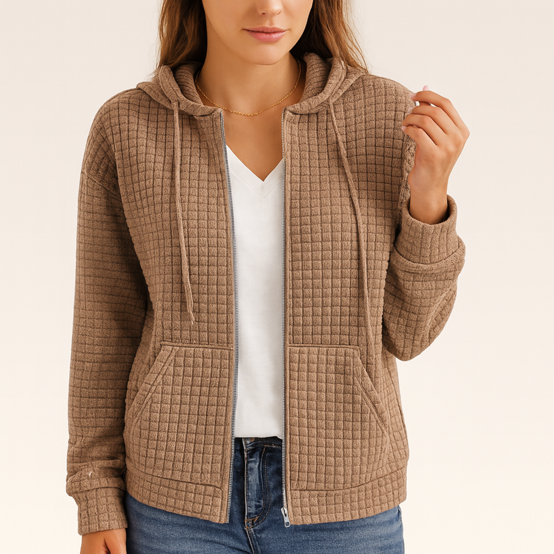 Stylowa Bluza Z Zamkiem Damska | Długi Rękaw