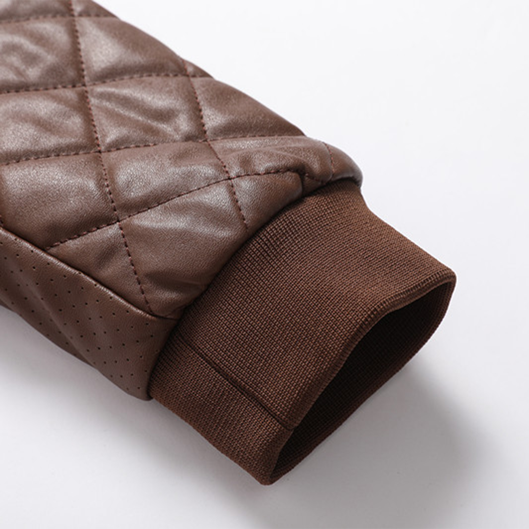 Ciepła skórzana kurtka z wysokim kołnierzem dla mężczyzn – elegancki styl