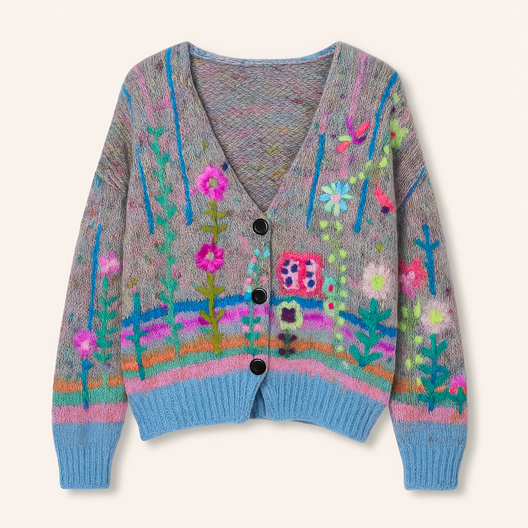 Damski Kardigan Na Guziki | Kwiatowy