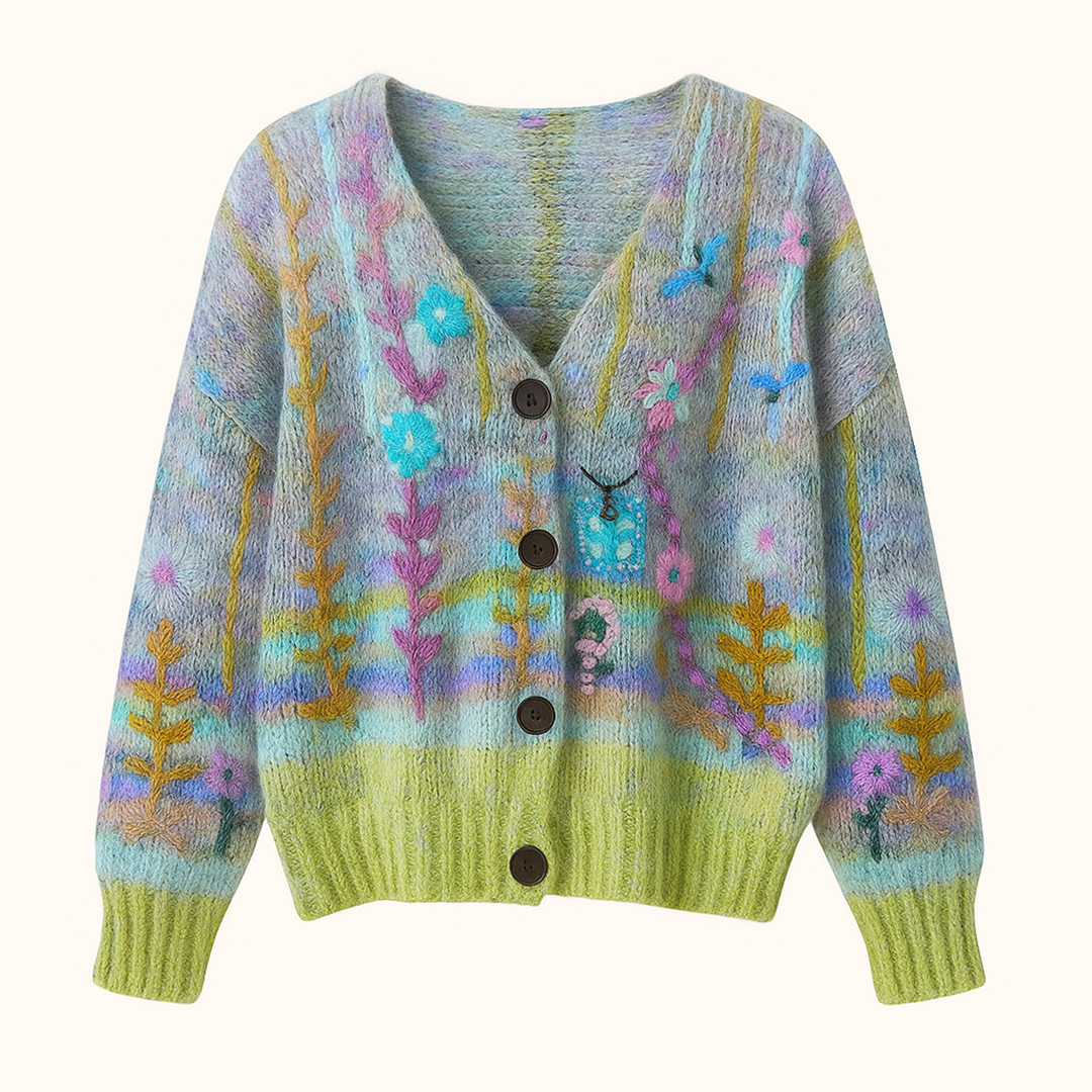 Damski Kardigan Na Guziki | Kwiatowy