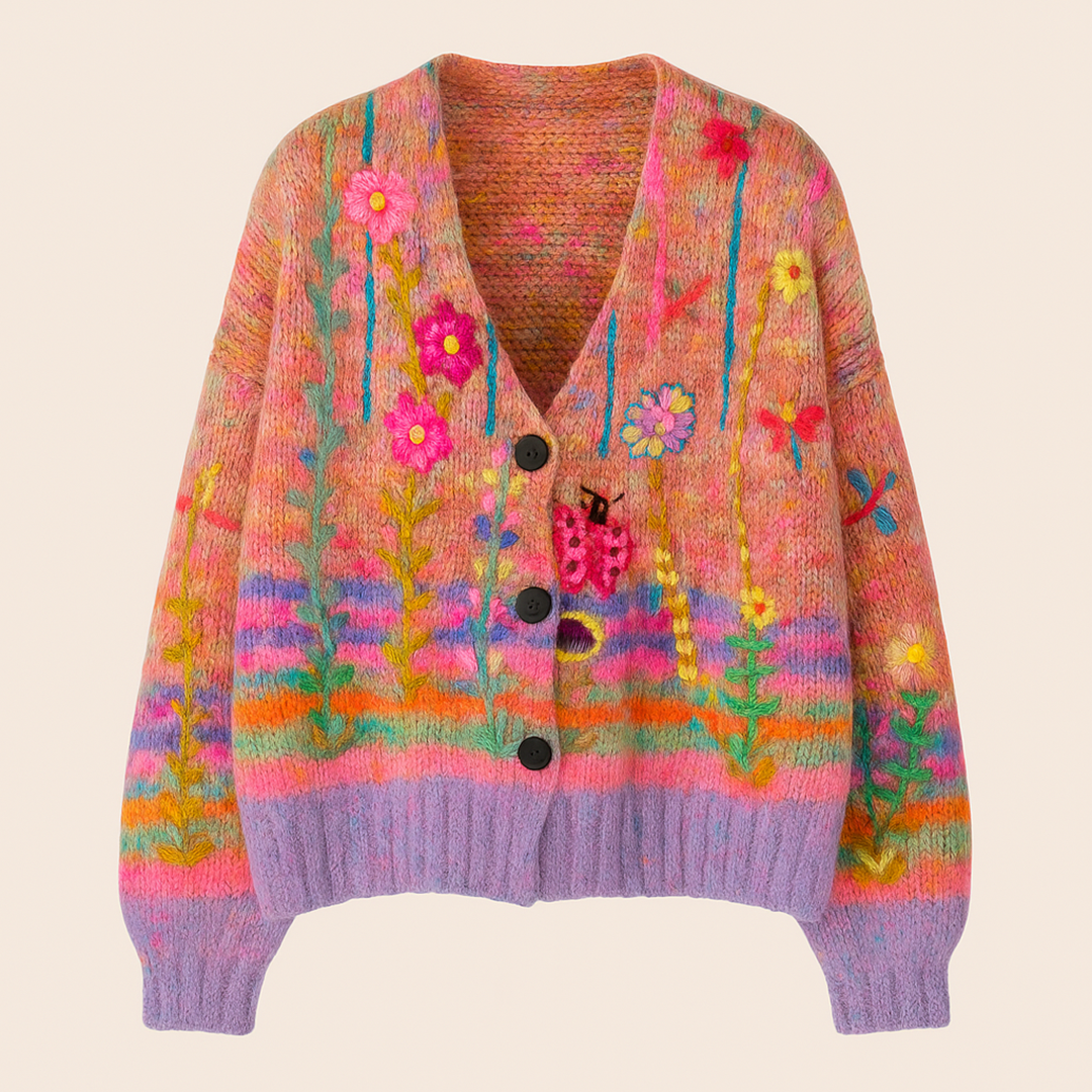 Damski Kardigan Na Guziki | Kwiatowy
