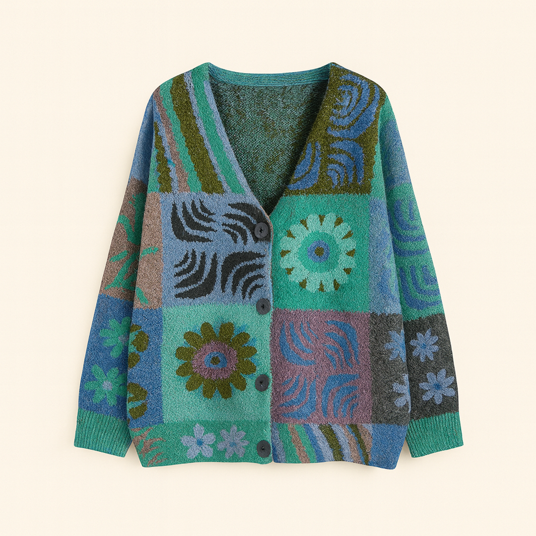 Damski Kardigan Na Guziki | Kwiatowy