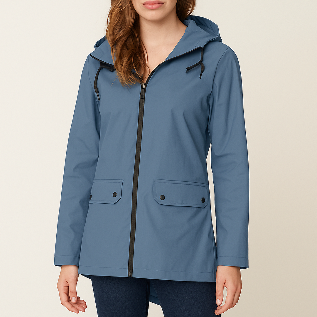 Damska Długa Kurtka Przeciwdeszczowa | Z Kapturem