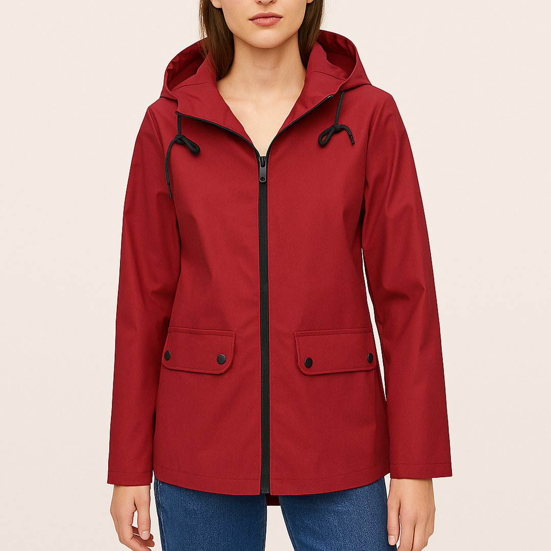 Damska Długa Kurtka Przeciwdeszczowa | Z Kapturem