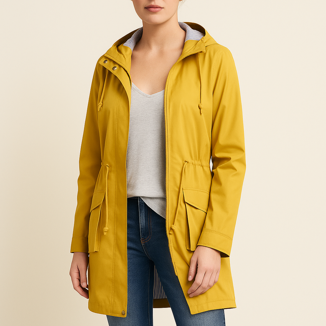 Damska Kurtka Przeciwdeszczowa Z Kapturem | Długa