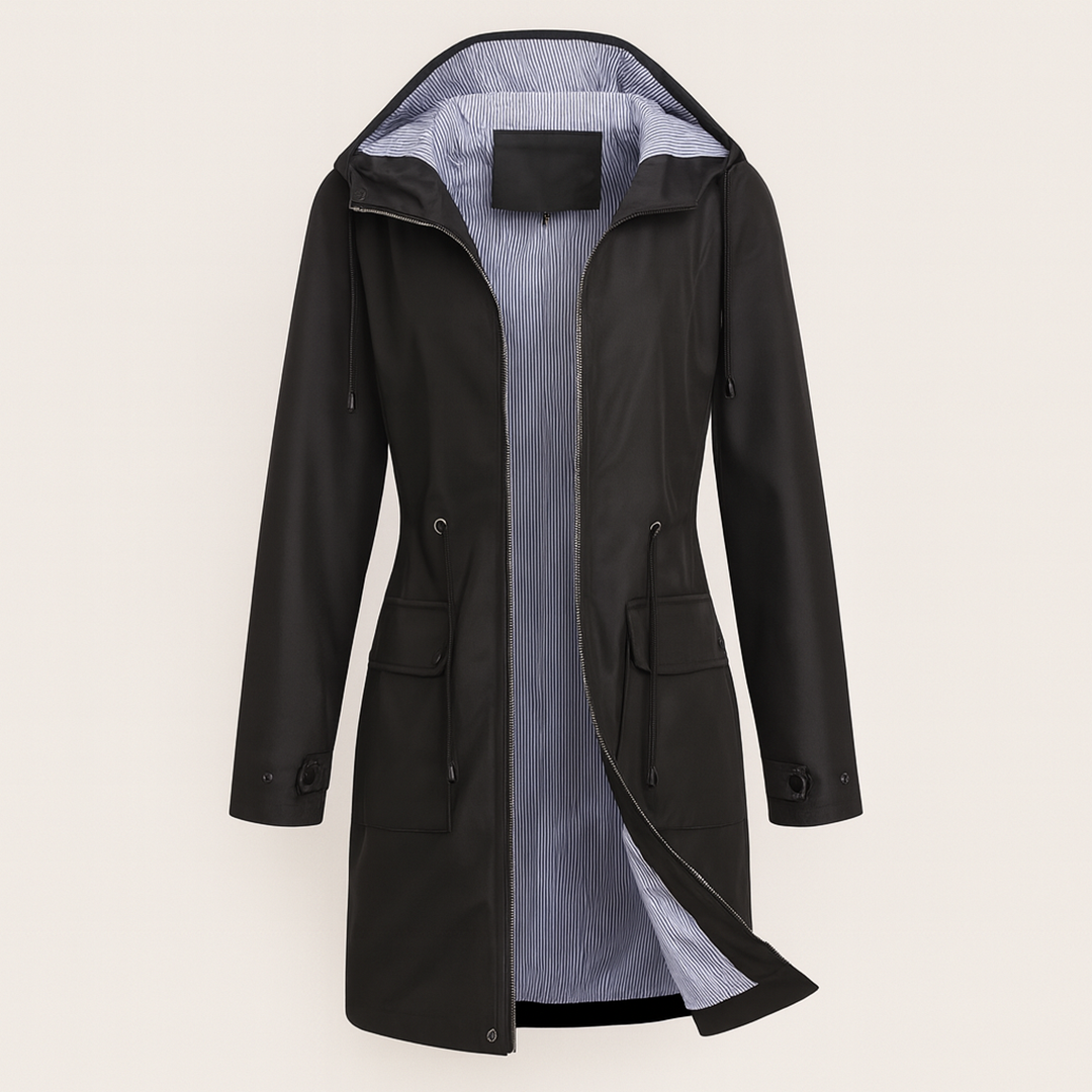 Damska Kurtka Przeciwdeszczowa Z Kapturem | Długa