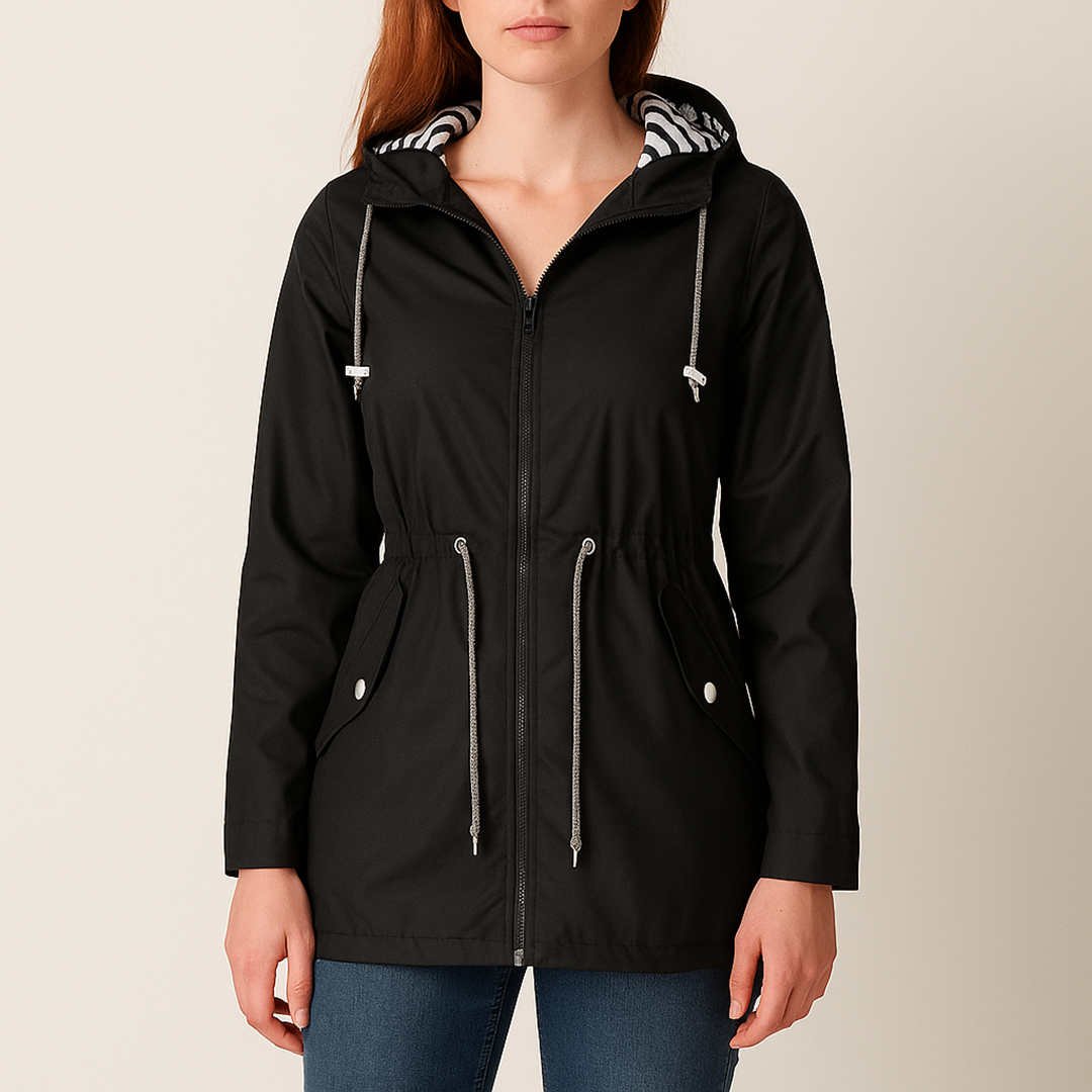 Damska Kurtka Przeciwdeszczowa Z Kapturem | Długi Rękaw