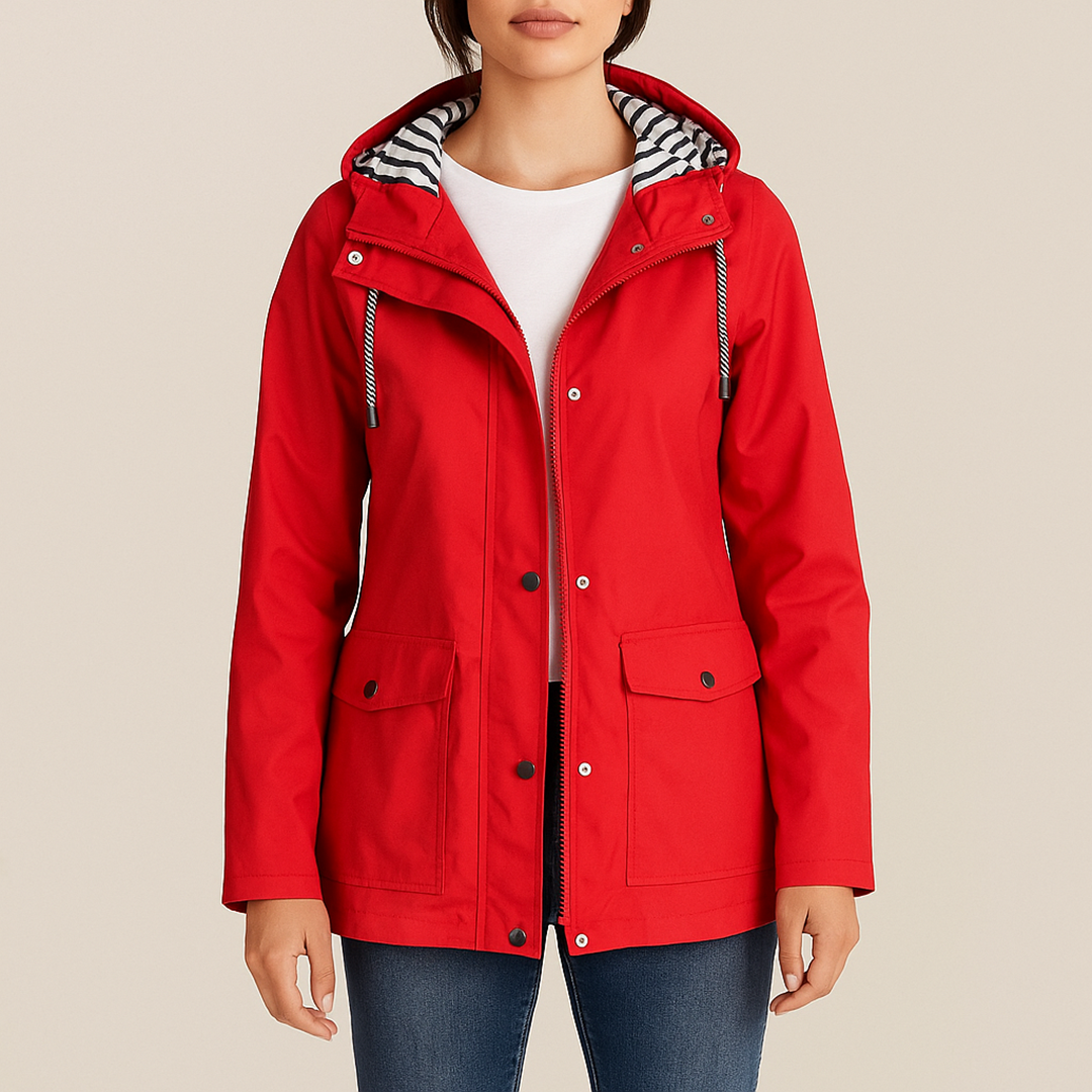 Damska Kurtka Przeciwdeszczowa Z Kapturem | Długi Rękaw