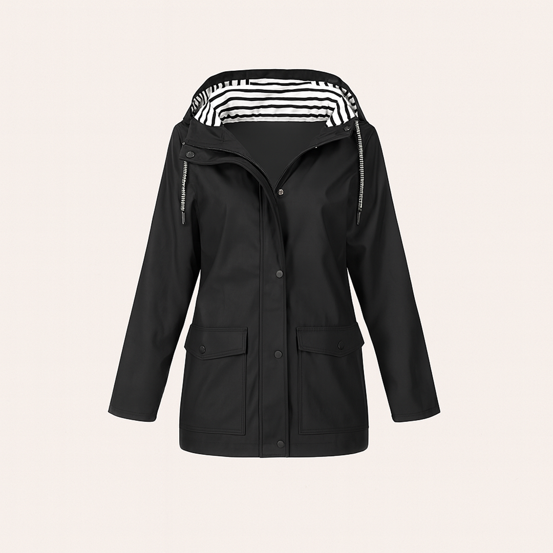 Damska Kurtka Przeciwdeszczowa Z Kapturem | Długi Rękaw