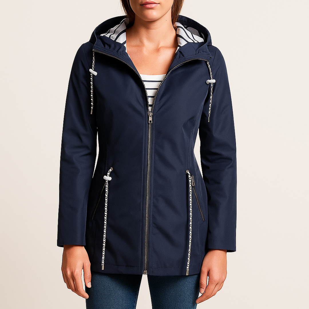 Damska Kurtka Przeciwdeszczowa Z Zamkiem | Długi Rękaw