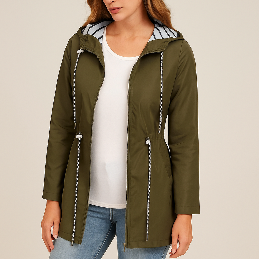 Damska Kurtka Przeciwdeszczowa Z Zamkiem | Długi Rękaw