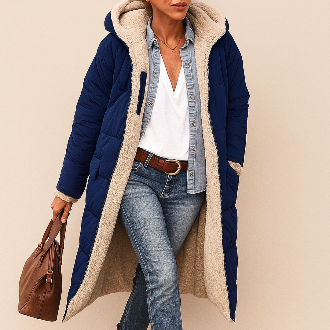 Damska Pikowana Długa Kurtka Trencz | Zima