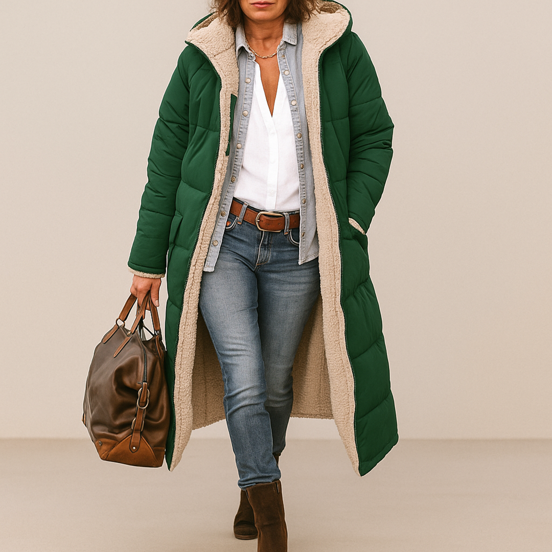 Damska Pikowana Długa Kurtka Trencz | Zima