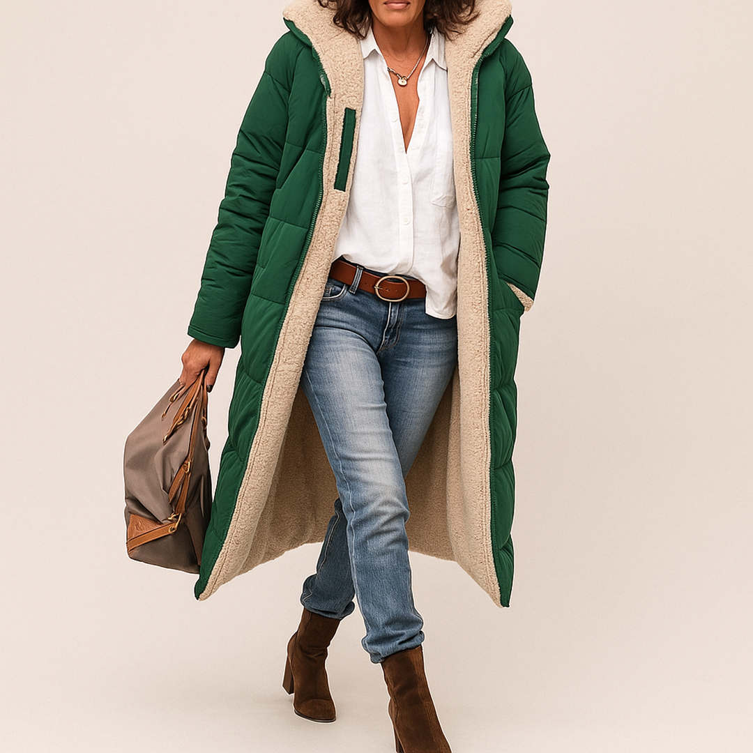 Damska Pikowana Długa Kurtka Trencz | Zima