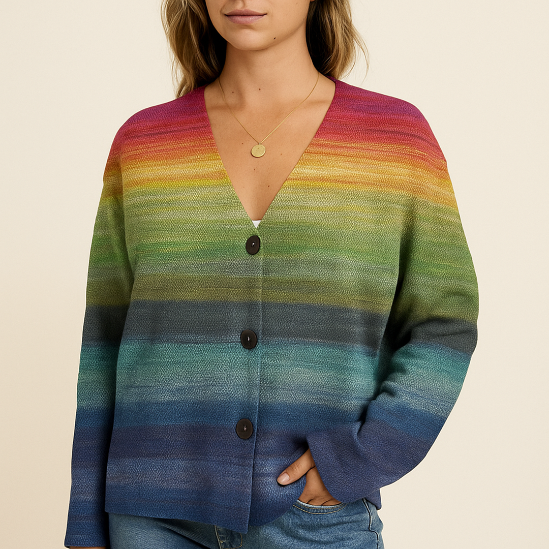 Damski Kardigan Z Guzikami | Wielokolorowy