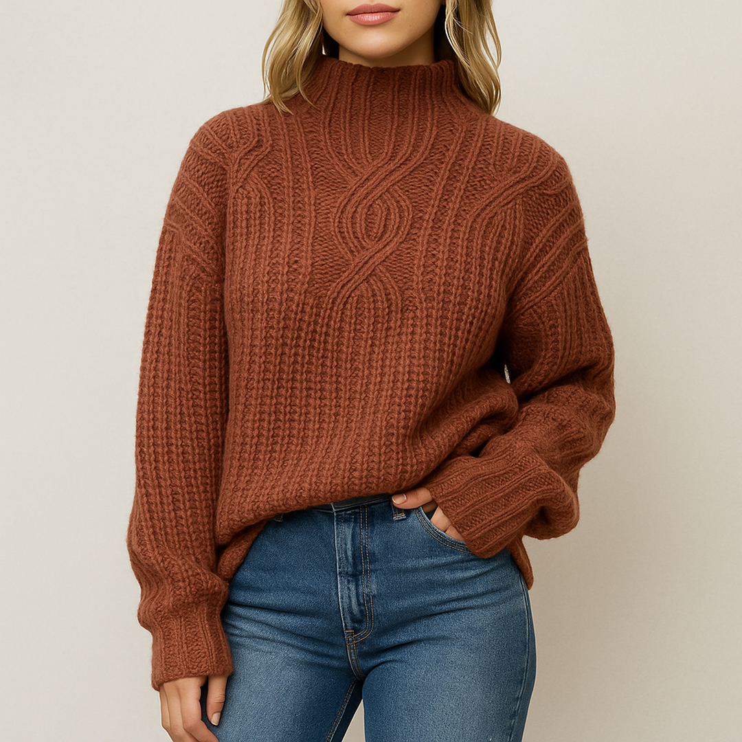 Damski Luźny Casualowy Sweter Dzianinowy | Golf