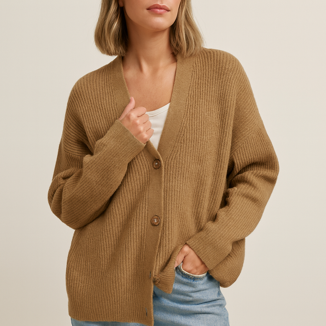 Damski Oversize Kardigan Dzianinowy | Z Guzikami