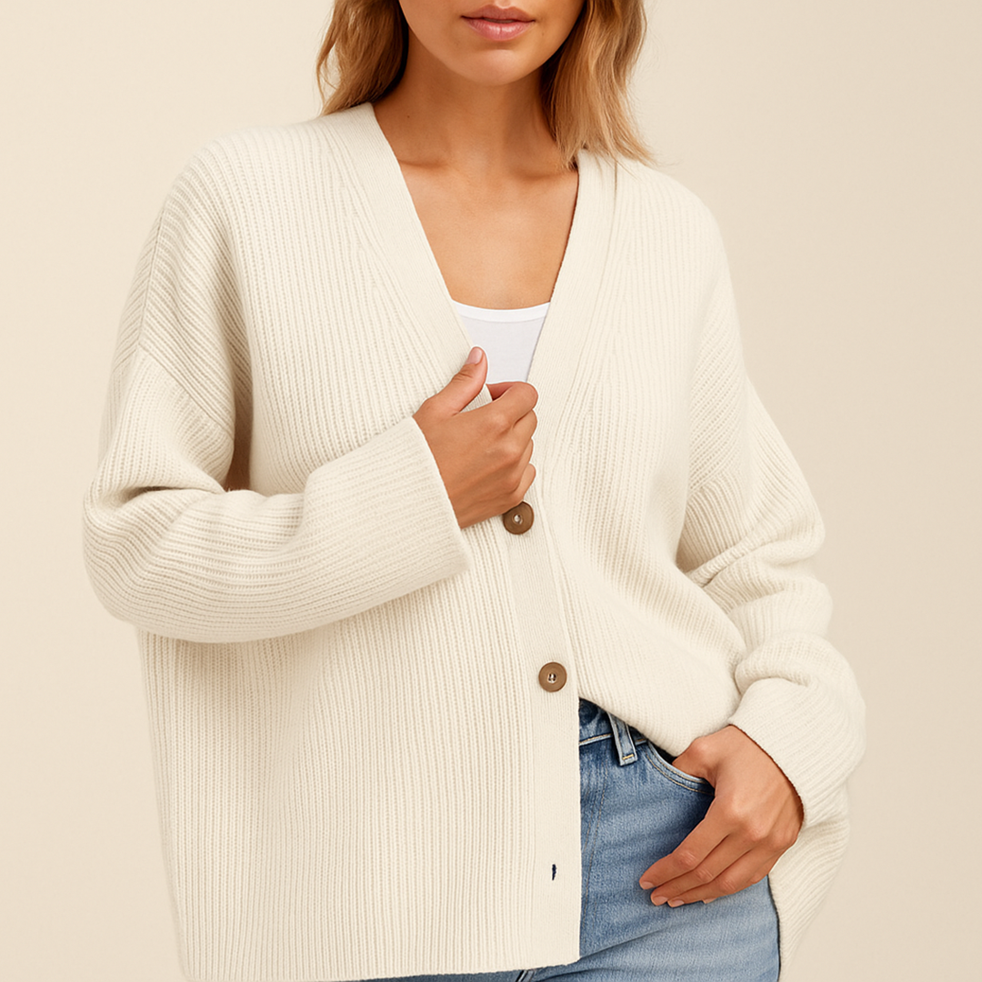 Damski Oversize Kardigan Dzianinowy | Z Guzikami