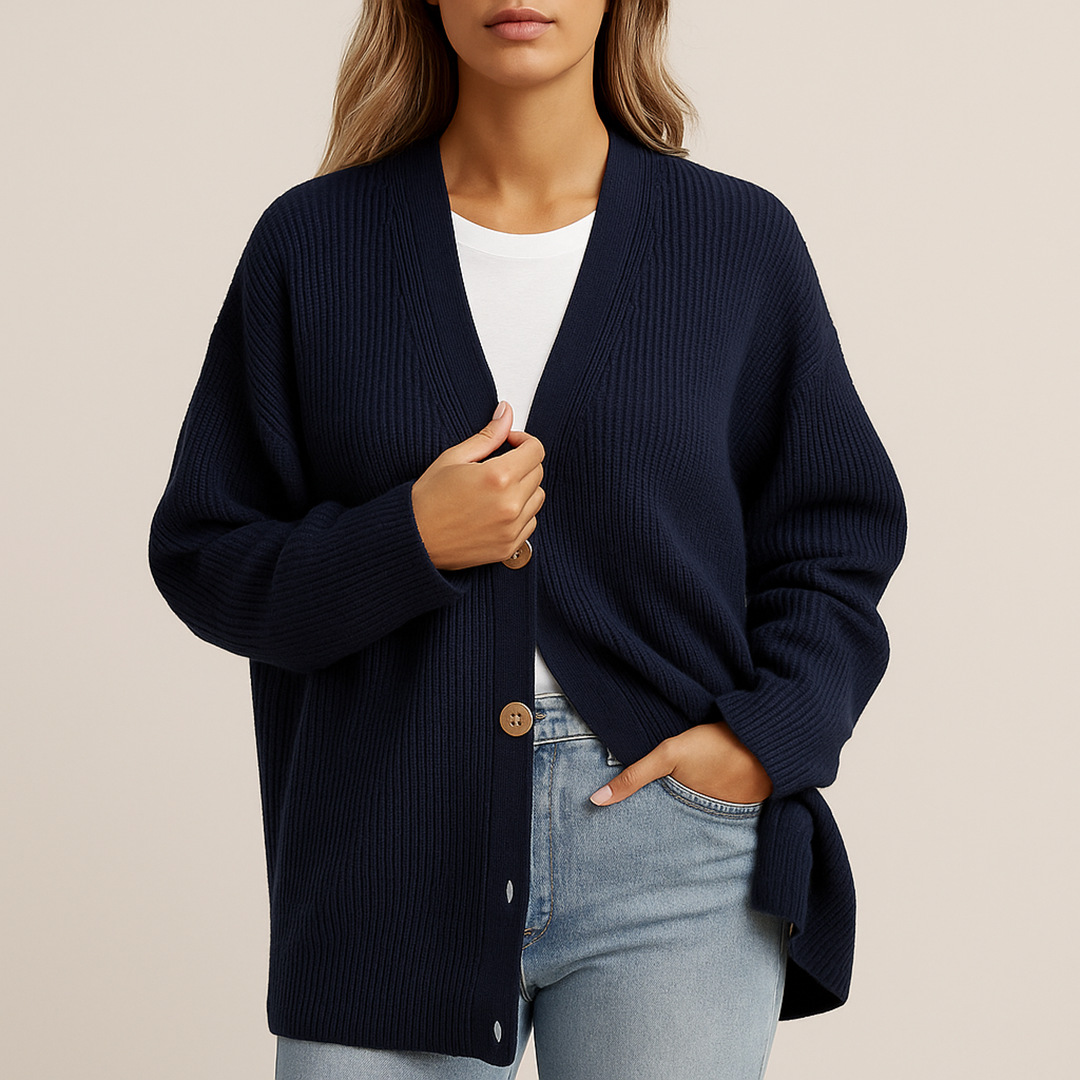 Damski Oversize Kardigan Dzianinowy | Z Guzikami