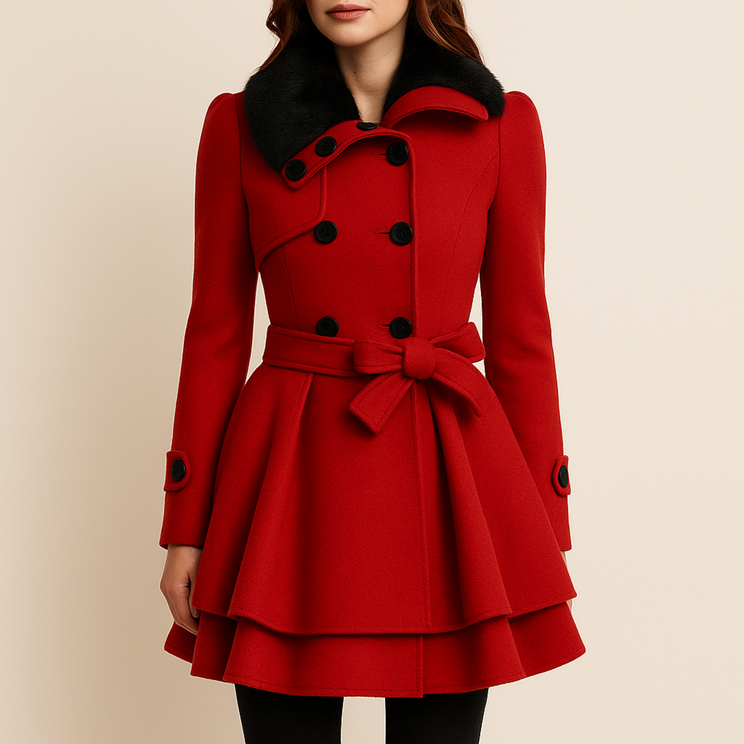 Damski Płaszcz Z Futrzanym Kołnierzem | Midi